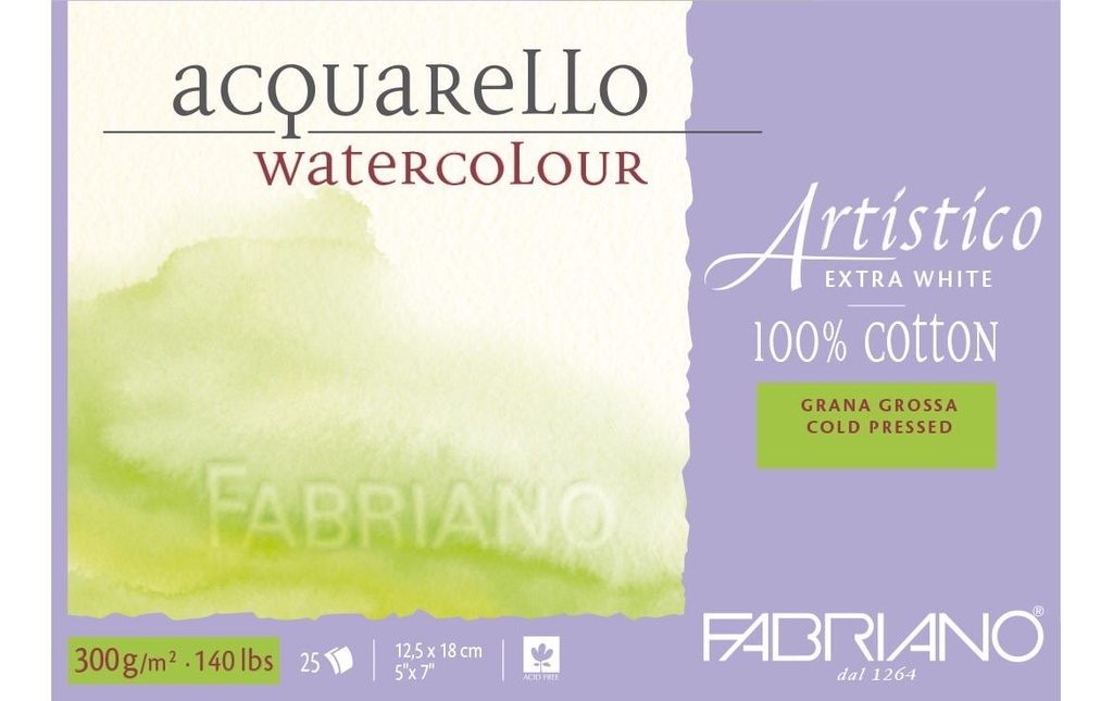 Fabriano Bloc aquarelle Artistico Extra White 12.5 x 18 cm, brut