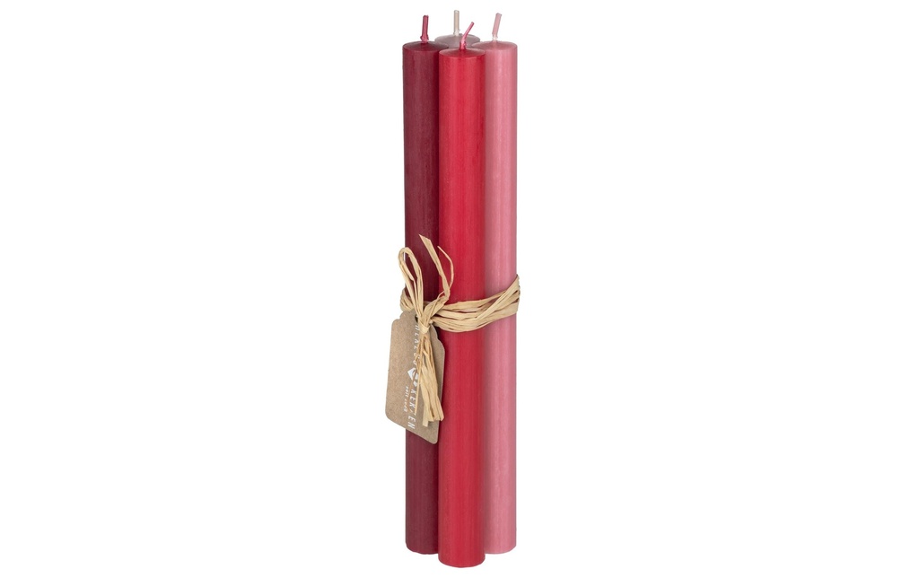 Herzog Kerzen AG Bougie droite Gelée blanche 2.2 x 24 cm, 4 pièces, Rouge/Rose/Rouge cerise