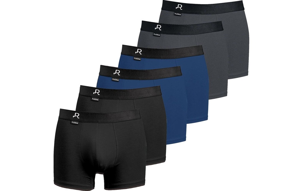 FLIZZER Pantaloncini Trunk MIX paquet de 6 Noir/Gris/Bleu, S