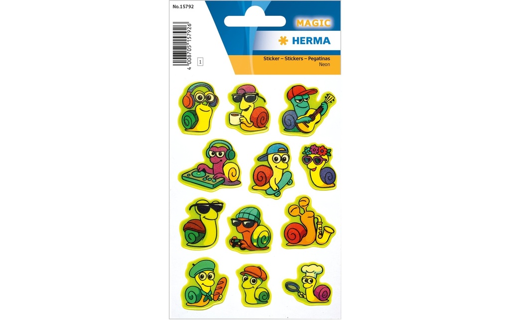 Herma Stickers Autocollant à motif Escargots rigolos, néon 12 Pièce/s