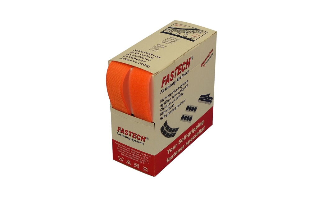 FASTECH Boîte de bande auto-agrippante Orange fluo