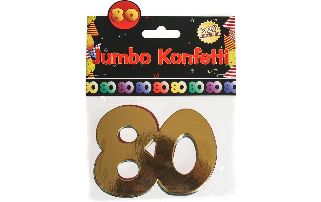 Trendcompany Confetti 80e anniversaire 7.5 x 10 cm, multicolore, 20 pièces