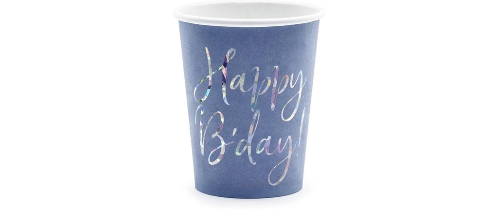 Partydeco Gobelets jetables Joyeux anniversaire 220 ml, 6 pièces