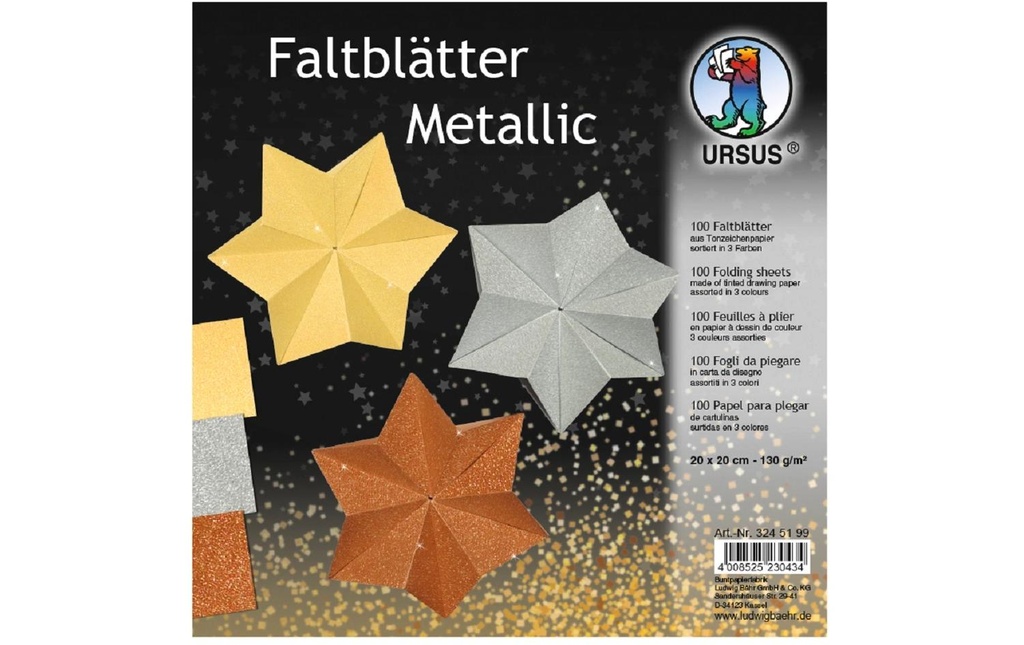 URSUS Feuilles origami Origami 20 x 20 cm, 130 g/m², 100 feuilles