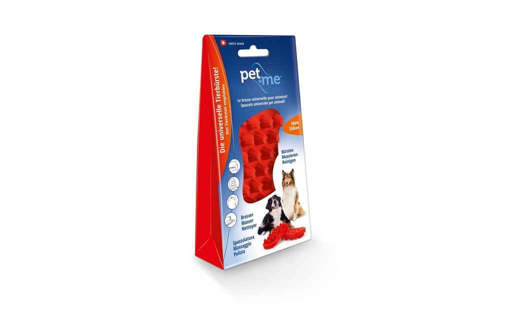 Pet+me Brosse de soins fixe, rouge