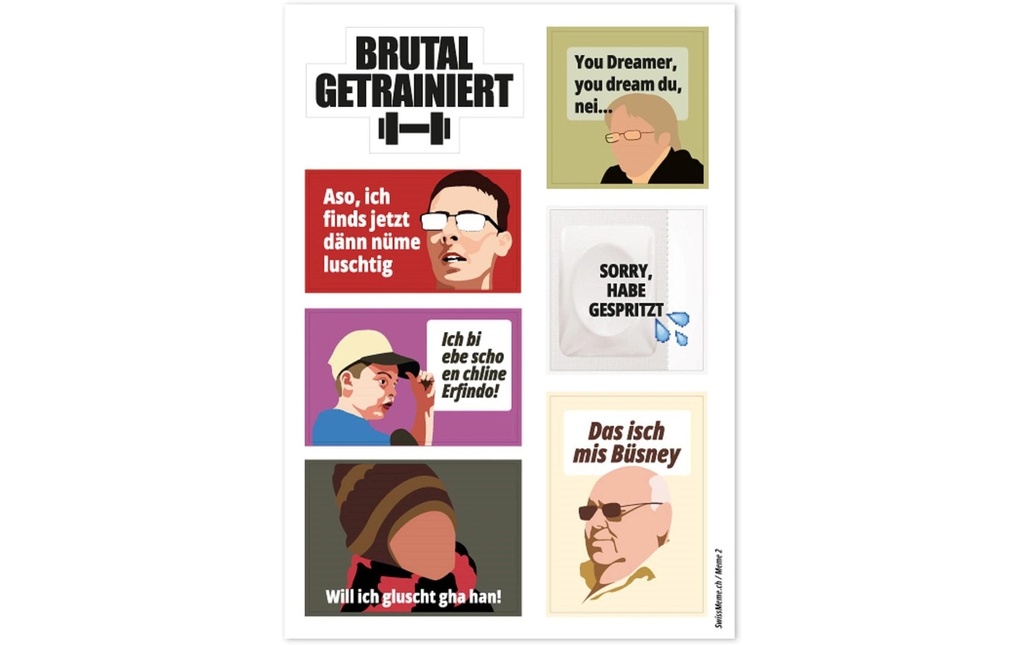 Swissmeme Articles de farces et attrapes Planche d'autocollants Meme 2, 10.5 x 14.8 cm