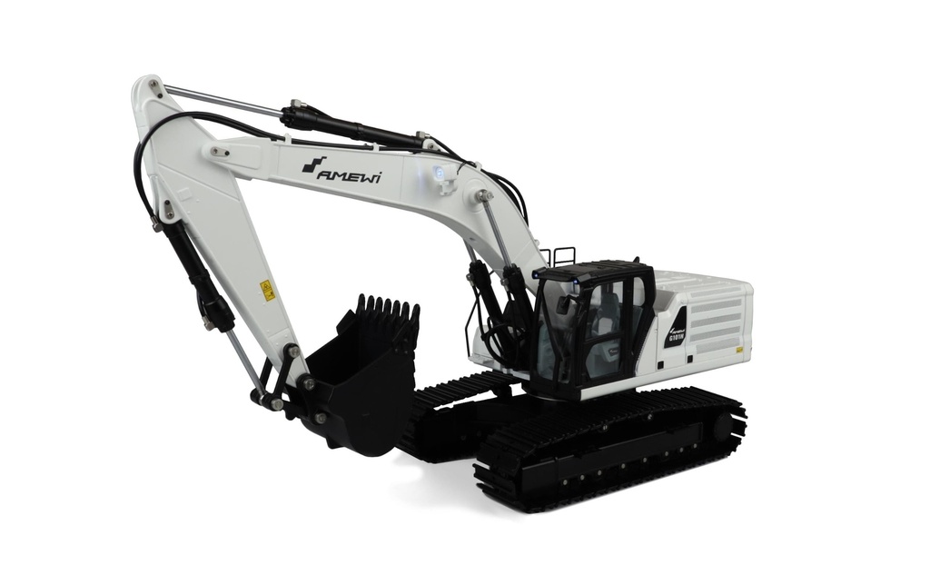 Amewi Pelleteuse G101H, entièrement métallique, hydraulique, blanc 1:16, RTR