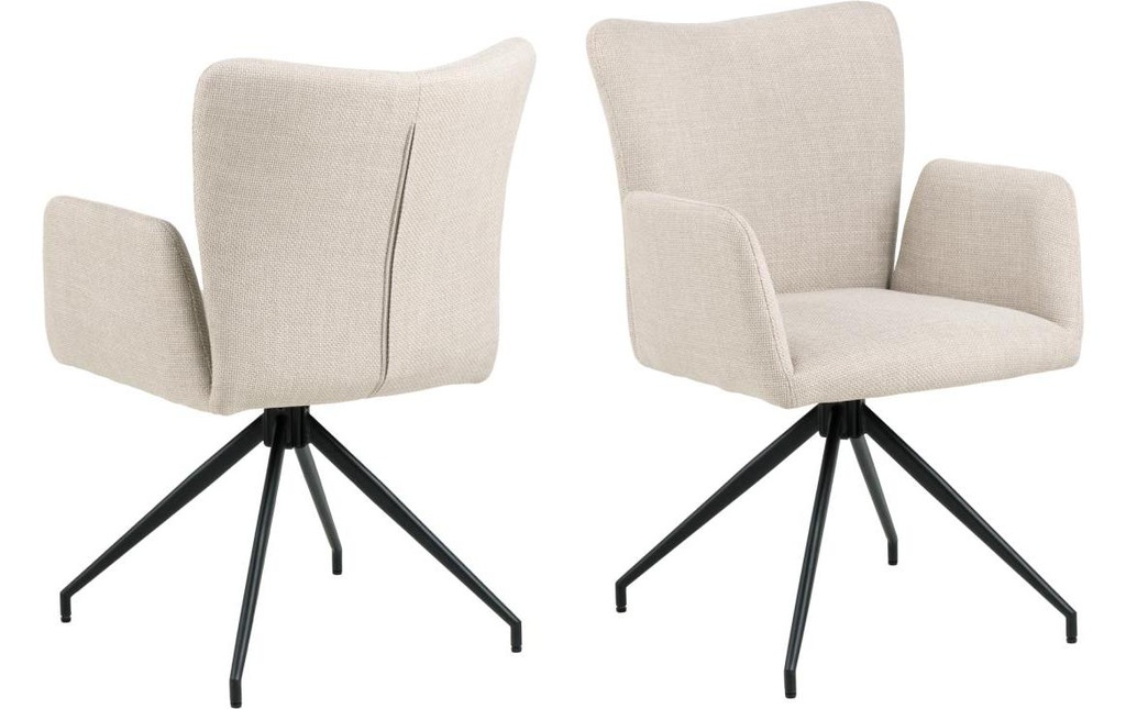 AC Design Chaise Laura Beige/noir, 2 pièces