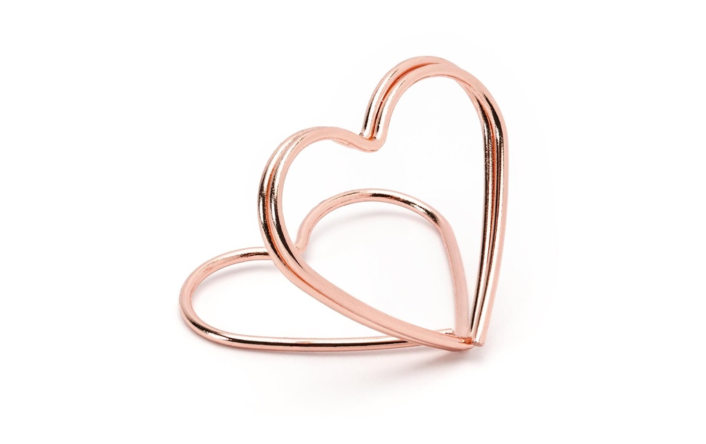 Partydeco Marque-place de table Coeur du support 2.5 cm, 10 pièces, or rose