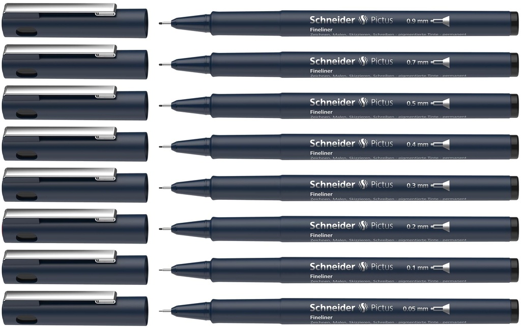SCHNEIDER Fineliner Pictus A-6+2 noir (8 pces)