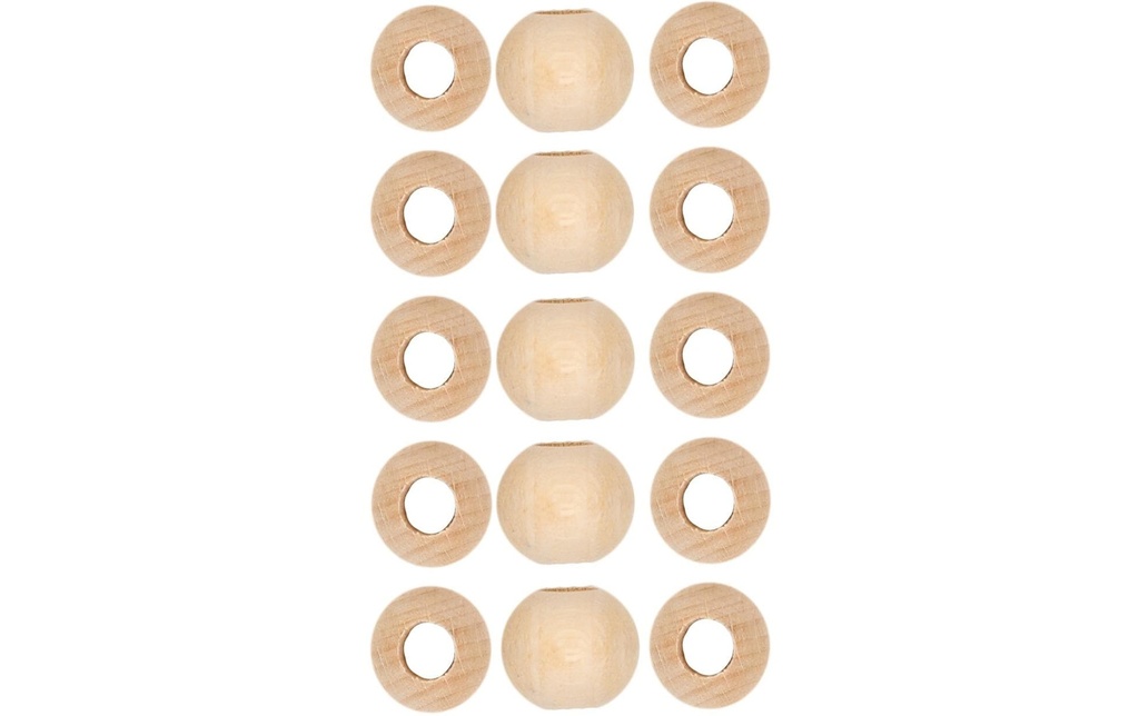 lalana Perles en bois Perles en bois 15 mm, 15 pièces