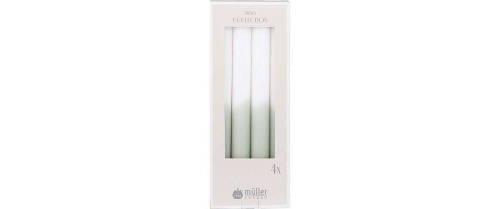 müller Kerzen Bougie droite 24.5 cm x 2.2 cm, Vert/Blanc, 4 Pièce/s