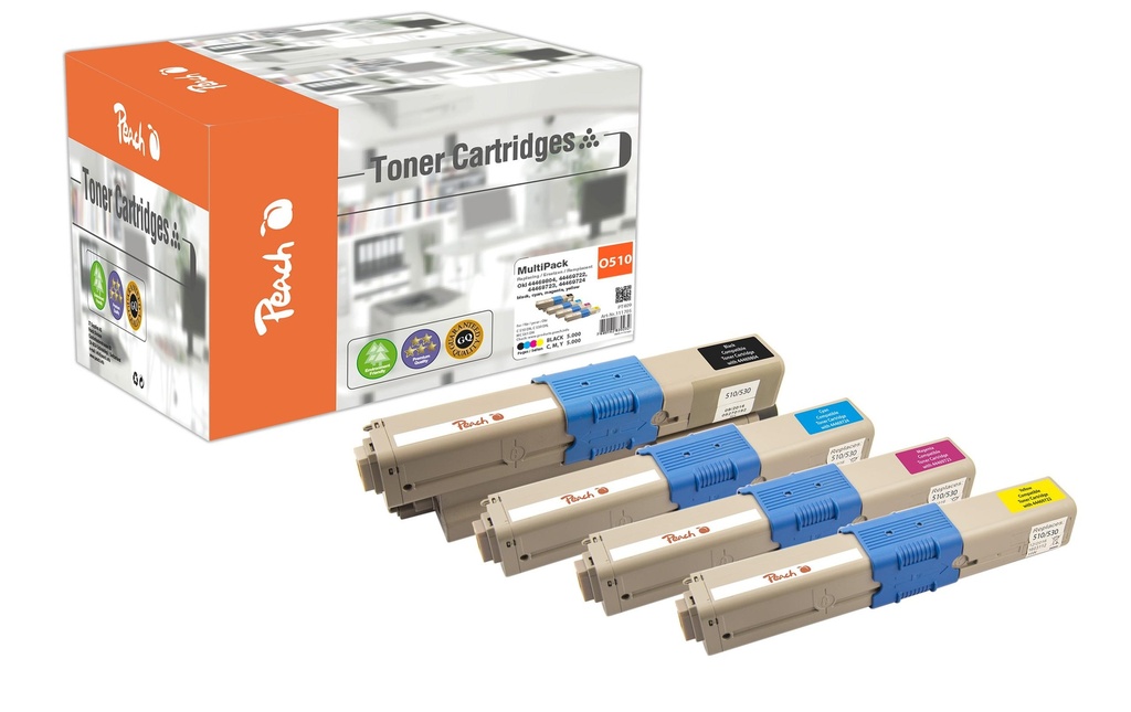 Peach Kits de toner OKI C510/530 MultiPack BK/C/M/Y