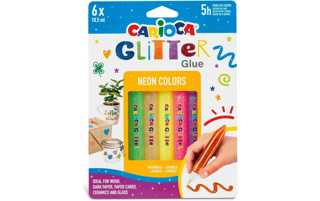 CARIOCA Colle Glitter 6x10.5ml Flu (6 pces)