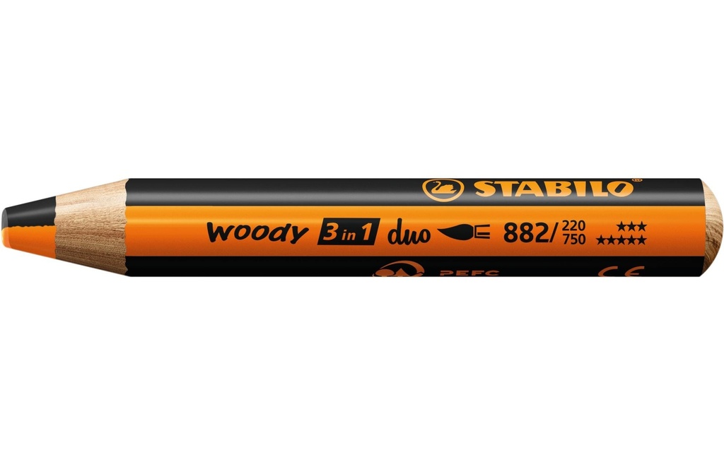 STABILO Crayon gras de couleur Woody 3 in 1 duo orange / noir