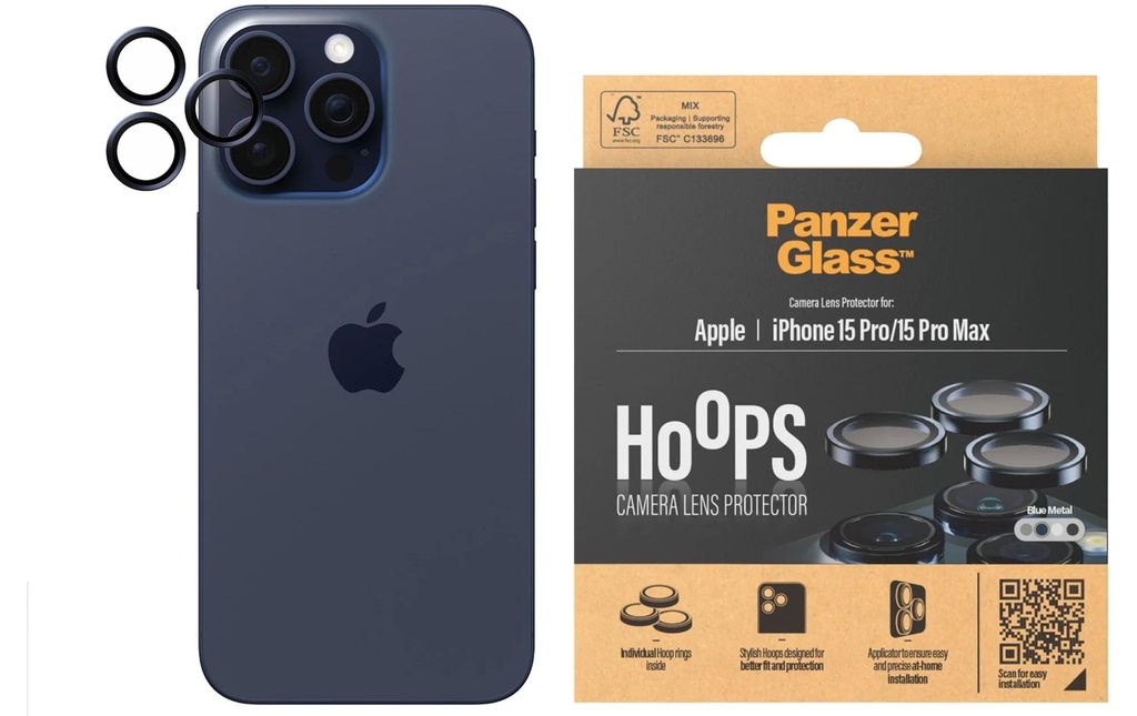 Panzerglass Lens Protector Rings HOOPS iPhone 15 Pro / 15 Pro Max Bleu