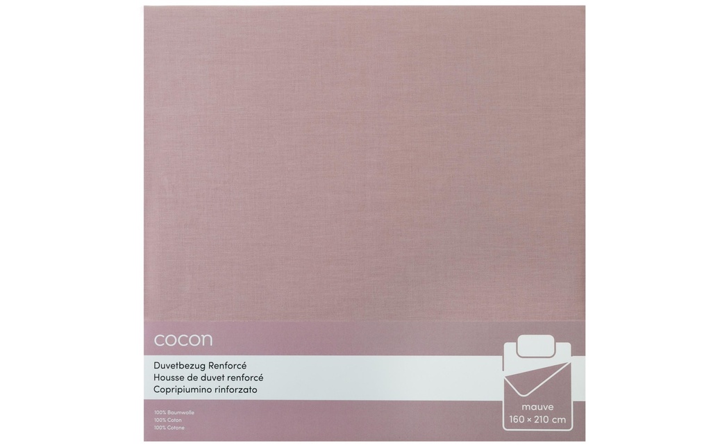 COCON Housse de duvet Renforcé 160 x 210 cm, Mauve