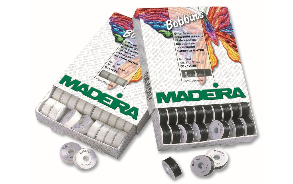 Madeira Fil inférieur Bobbins 50 pièces Blanc