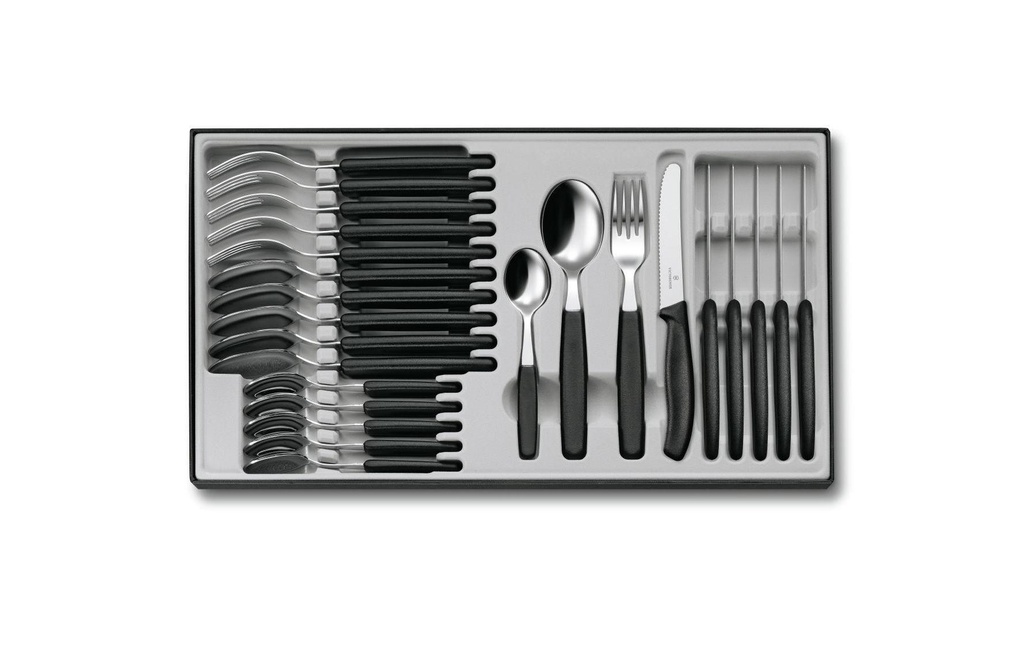 Victorinox Kits de couverts Swiss Classic 24-parties, Noir/Argenté