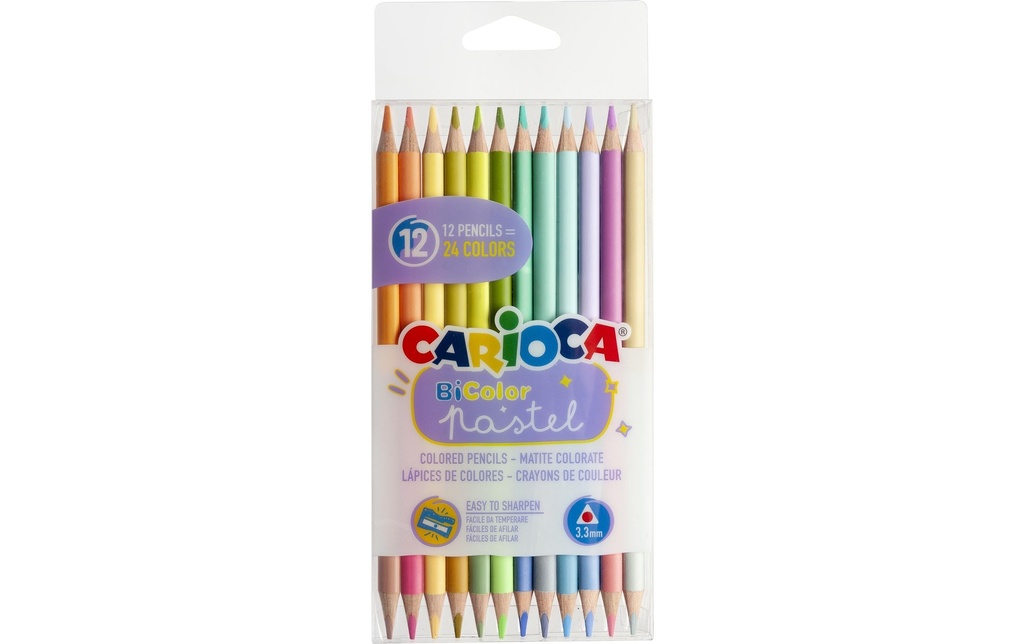 CARIOCA Cray.coul. Bi-Color pastel 12x (12 pces)