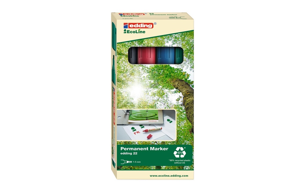 EDDING Marqueur perm. EcoLine 22 étui (4 pces)