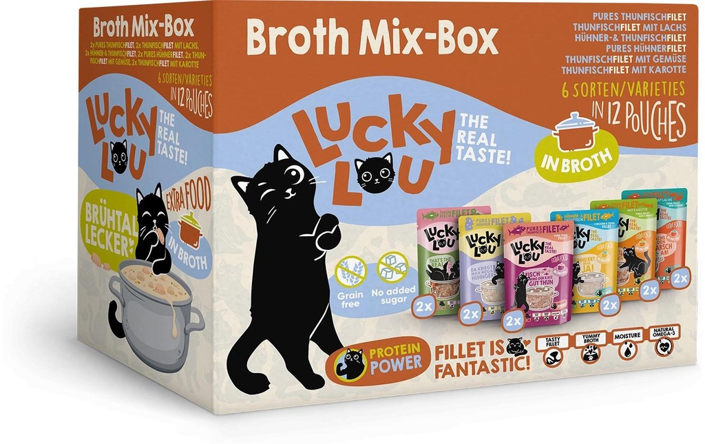 Lucky Lou Boîte Extra Food Mix en Sud, 12 x 70 g