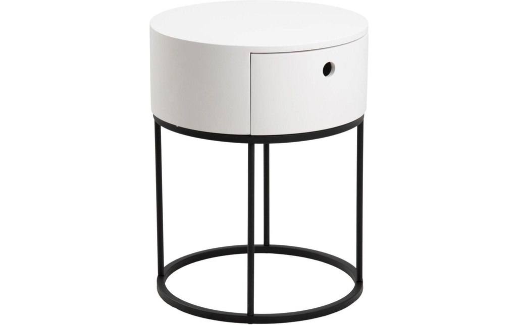 AC Design Table de nuit Polo Ø 40 x 51 cm, Noir/Blanc