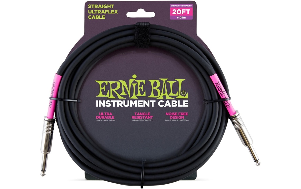 Ernie Ball Câbles d’instruments 6046 - 6.09 m, Noir