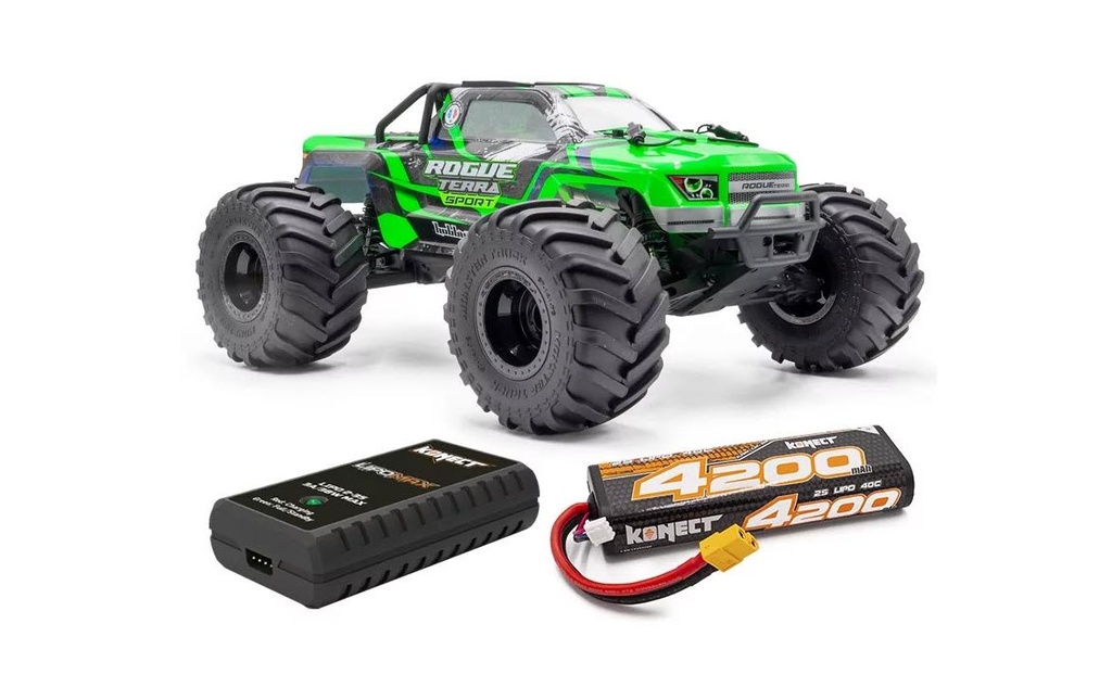 Hobbytech Monster Truck Rogue Terra Brushless Vert, RTR, 1:10