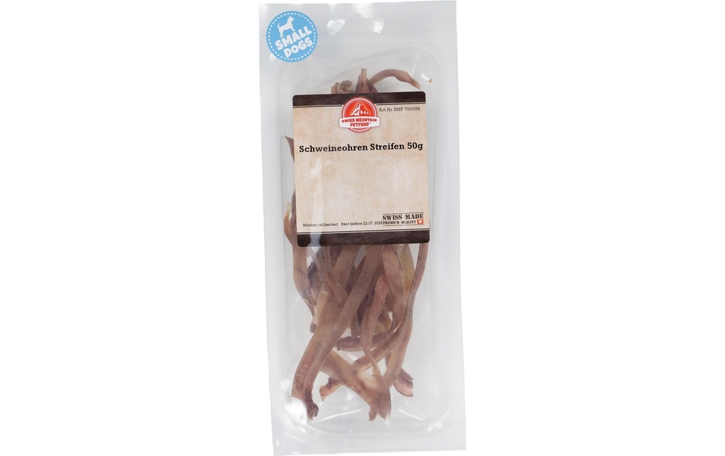 Swiss Mountain Petfood Produit à mâcher  Bande d'oreilles de porc, 50 g