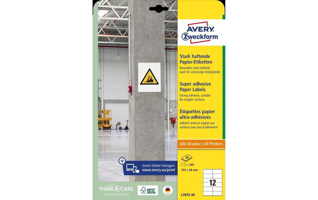 Avery Zweckform Étiquettes universelles L7875-20 105 x 48 mm