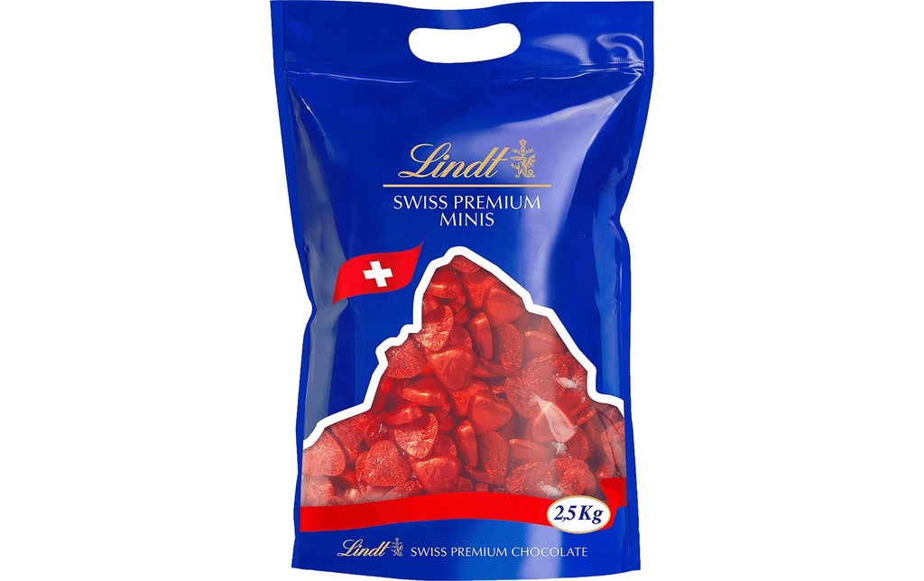 Lindt Chocolat Coeurs Lait Rouge 2.5 kg