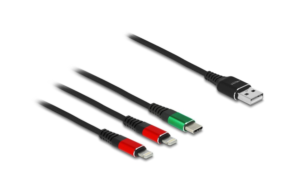 Delock Câble chargeur USB USB-A - Lightning/USB-C 1 m
