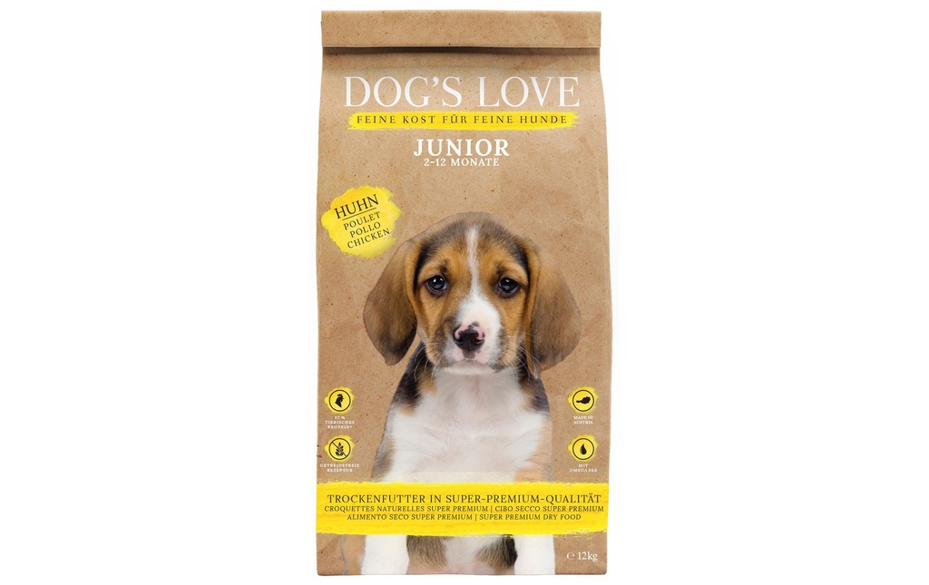 Dog's Love Alimentation sèche Junior, Poulet, 12 kg
