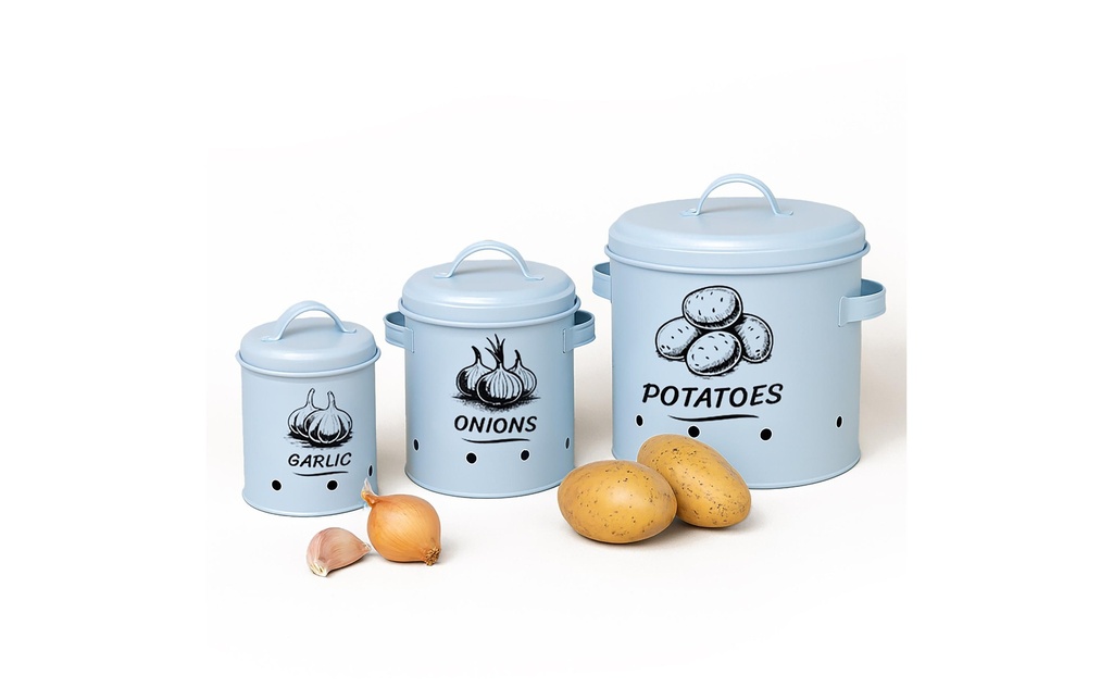 relaxdays Bac à pommes de terre Set de 3 pièces, bleu