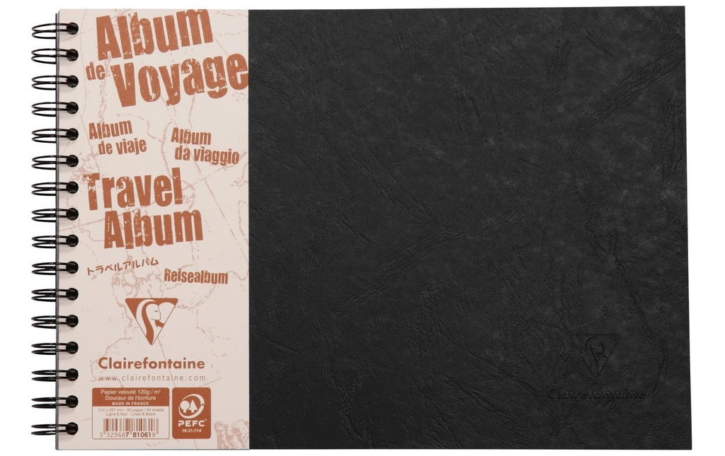 CLAIREFONTAINE Album voyage AgeBag A4obl.noir (40 pces)
