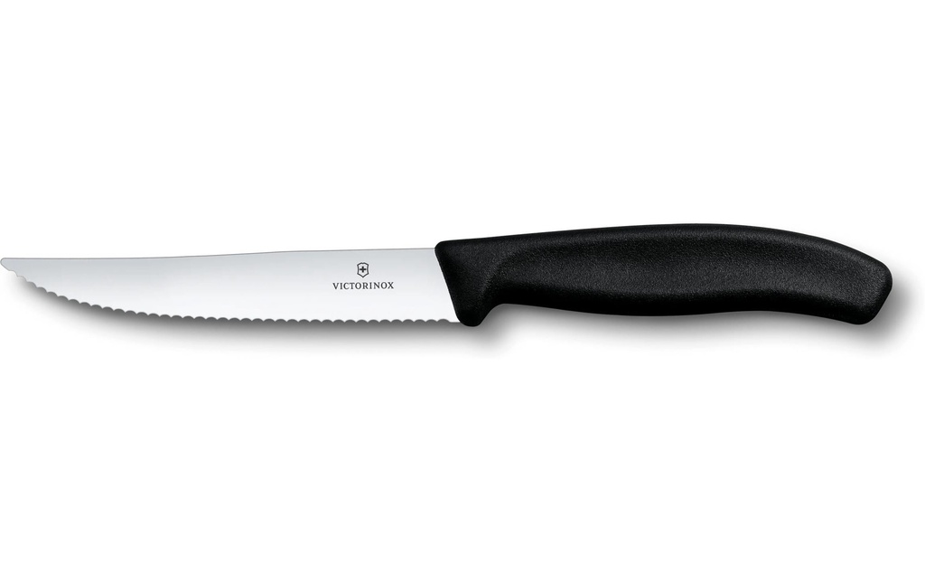 Victorinox Couteau à steak Swiss Classic, 12 cm, tranchant ondulé, noir