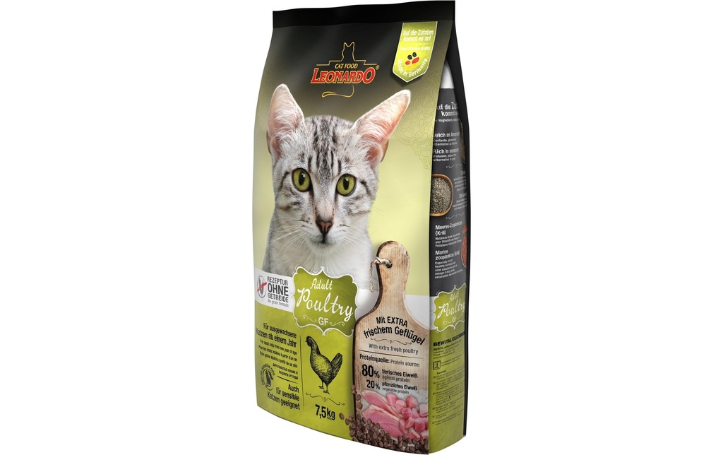Leonardo Cat Food Alimentation sèche Volaille adulte, 7.5 kg