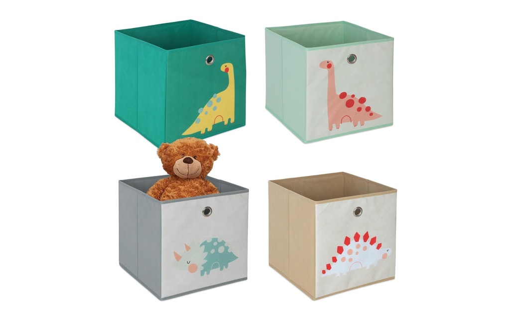 relaxdays Boîte à jouets Animaux 4 pièces