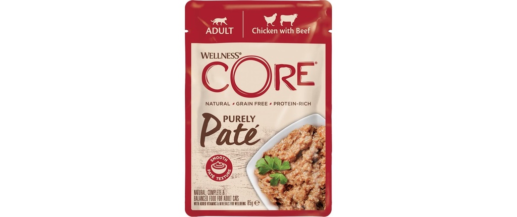 Wellness Core Alimentation humide Poulet, bœuf 85g