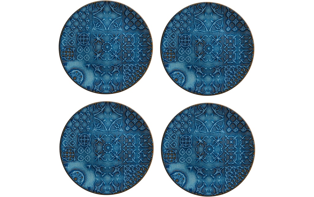 Mäser Assiette non décorative Tiles plat, 27 cm, 4 pièces, bleu