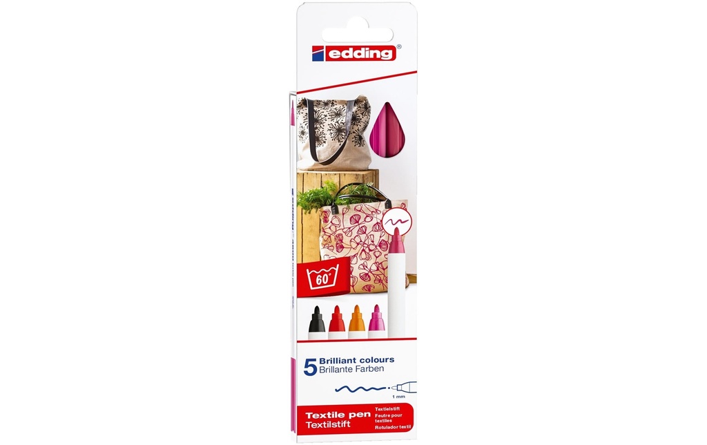EDDING Marqueur textile set coul chau (5 pces)