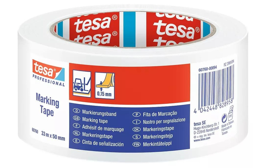 tesa Ruban de marquage Professional 60760, 50 mm x 33 m, Blanc