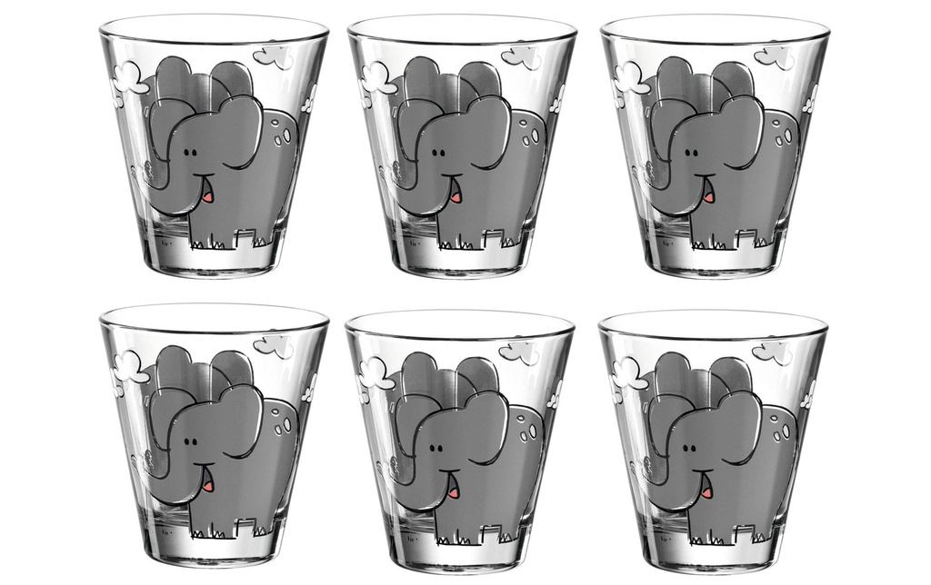 LEONARDO Verre à boire pour enfants Bambini Eléphant, 215 ml,  6 pièces