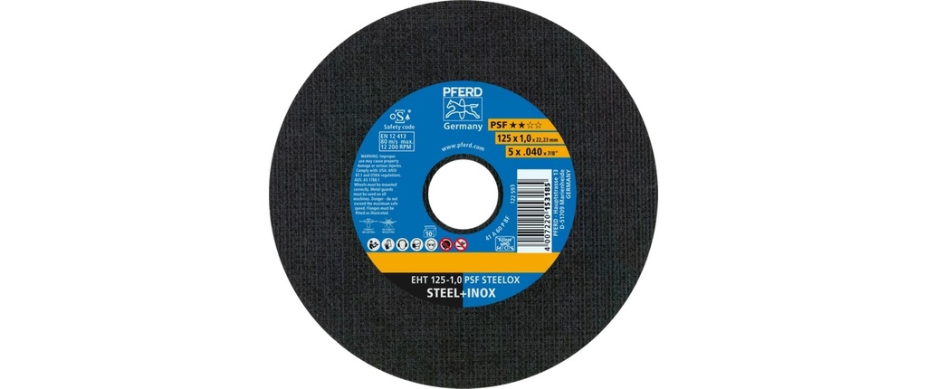 Pferd Disque à tronçonner EHT 125 x 1.0 x 22.23 mm droit