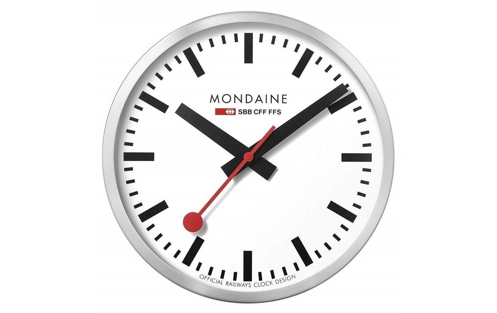 Mondaine Horloge murale Quartz Ø 40 cm, Argenté/Blanc