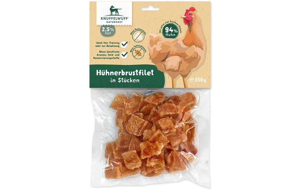 Knuffelwuff Collation Morceaux de blanc de poulet 250 g