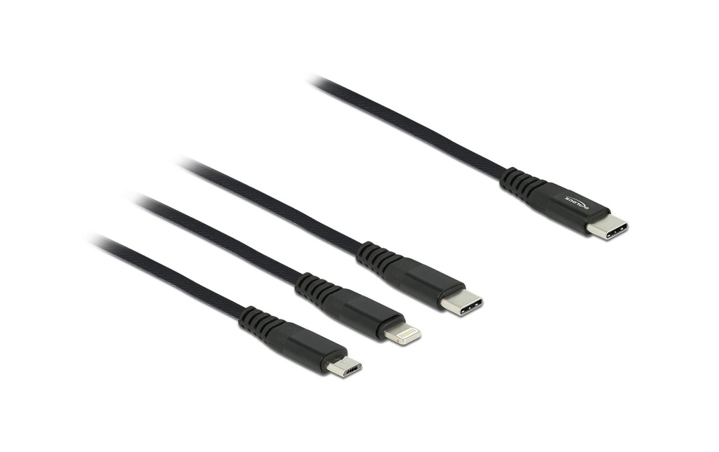 Delock Câble chargeur USB USB-C - Lightning/USB-C/Micro-USB B 1 m