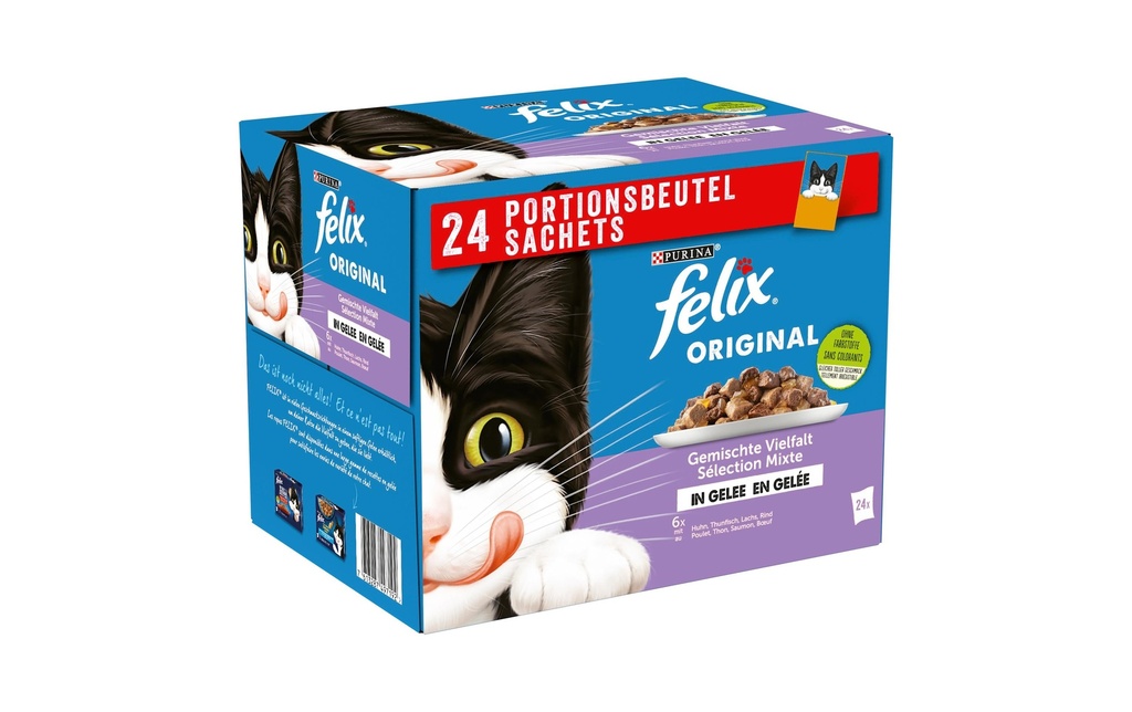 Felix Alimentation humide Viande & poisson en gelée, 24 x 85 g