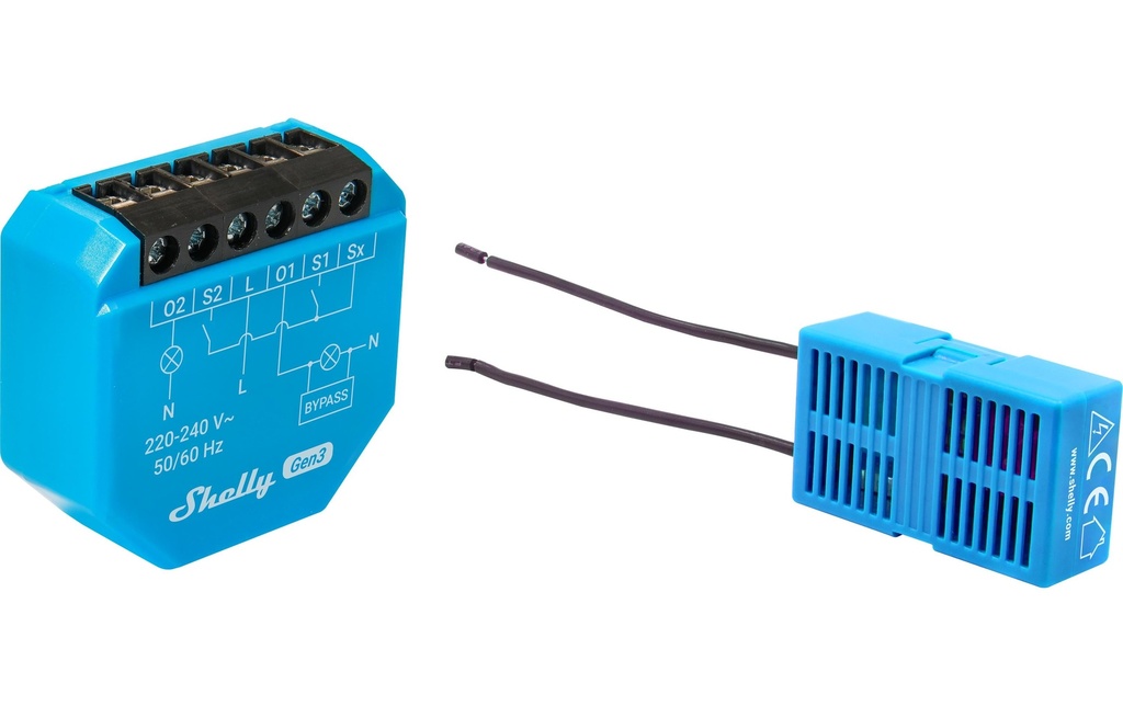 Shelly Actionneur de commutation Wi-Fi 2 l Gen3 10 A, dérivation Bluetooth